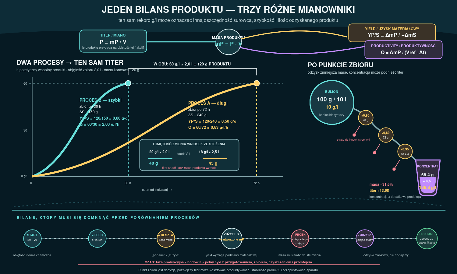 Titer, yield i productivity — trzy miary procesu